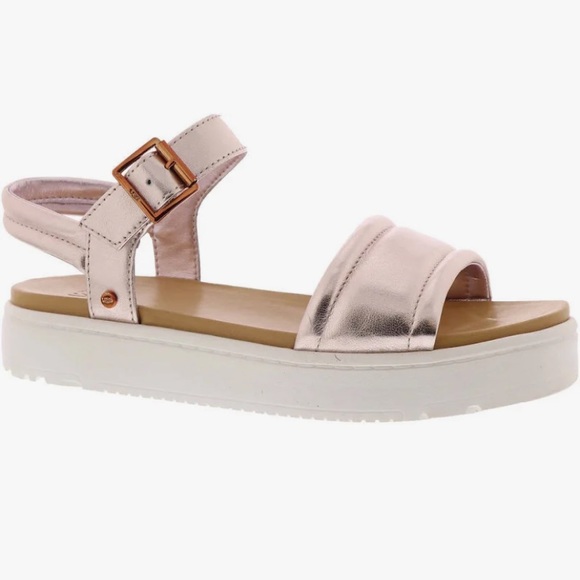 UGG Shoes - Ugg ankle strap zayne rose gold leather sandals size 8 brand new